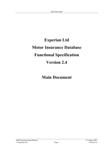 Document History - Motor Data Solutions