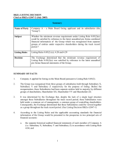 Whether the minimum revenue requirement under Listing Rule 8.05