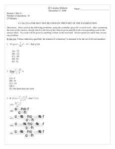 AP Calculus Midterm - Designated Deriver