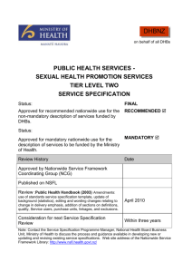 Sexual Health Promotion Services - Nationwide Service Framework