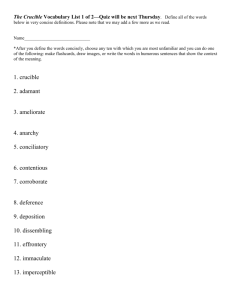 The Crucible Vocabulary List 1—Quiz will be next