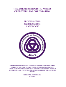 AHNCC Nurse Coach Handbook THE AMERICAN HOLISTIC