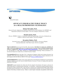 Advocacy For Healthy Public Policy As A Health Promotion