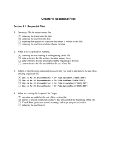 Chapter 8 - Sequential Files