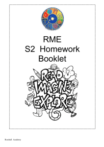 RME S2 Homework –a note to parents/guardians All pupils are