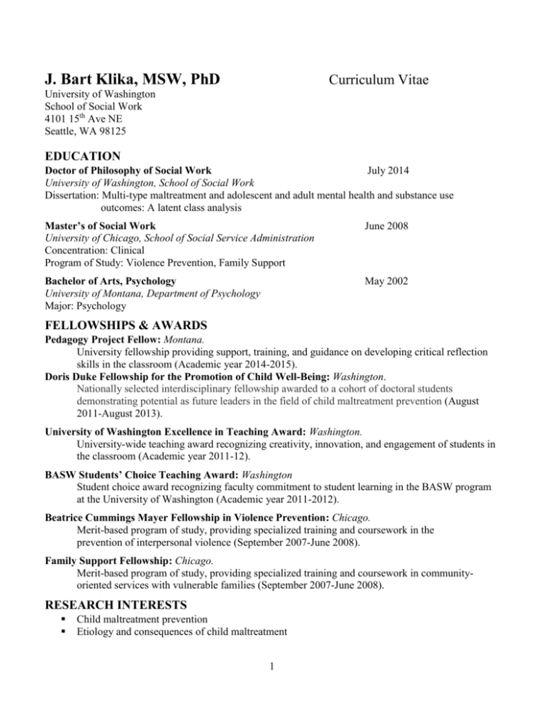 Curriculum Vitae - College of Humanities and Sciences