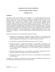 CHARTER OF THE AUDIT COMMITTEE OF THE BOARD OF