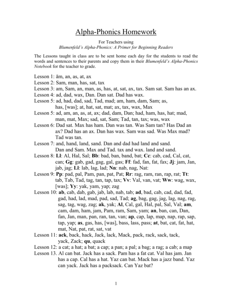 AlphaPhonics Homework