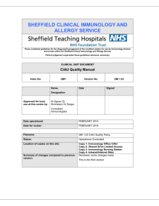 CIAU Quality Manual - Sheffield Teaching Hospitals NHS
