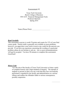 Assessment #1 - Texas Tech University