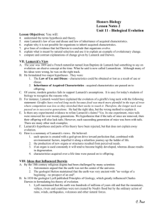 Honors Biology Lesson Notes 2 Unit 11
