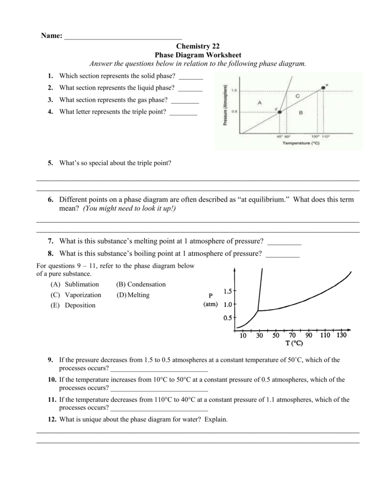 Phase Diagram Worksheet For Phase Diagram Worksheet Answers