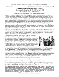 press release - Folk Music Society of New York, Inc.