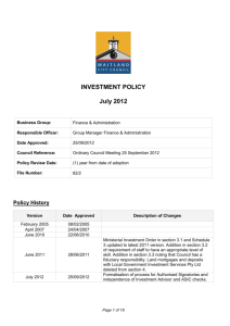 Maitland City Council Policy – Investment Policy July 2012