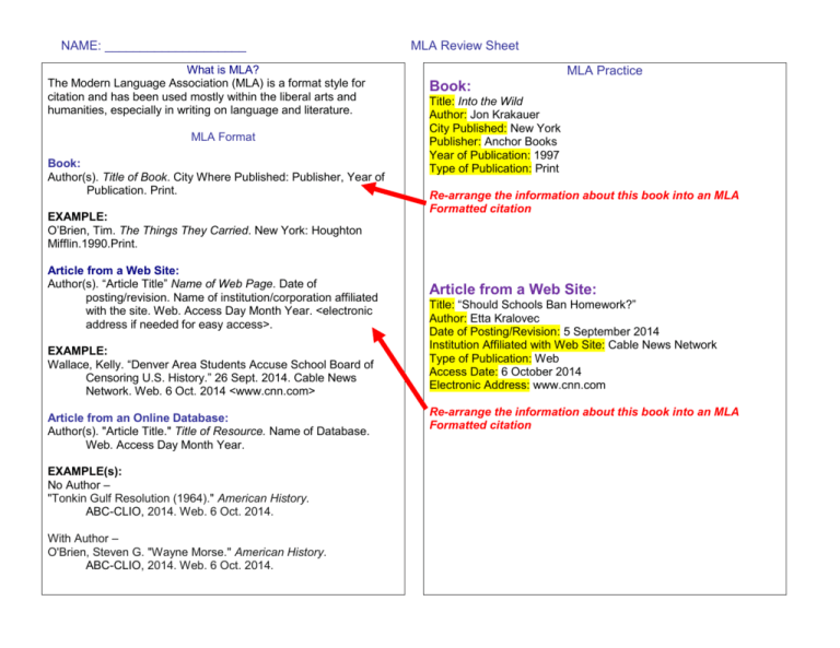 How To Put Title In Mla Format