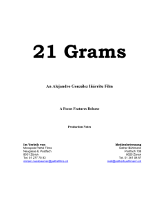 21 Grams Pre Prod Notes