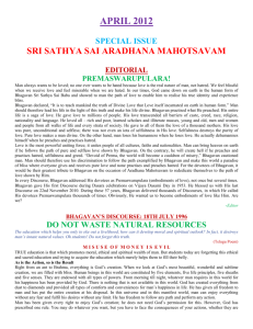APRIL 2012 SPECIAL ISSUE SRI SATHYA SAI ARADHANA