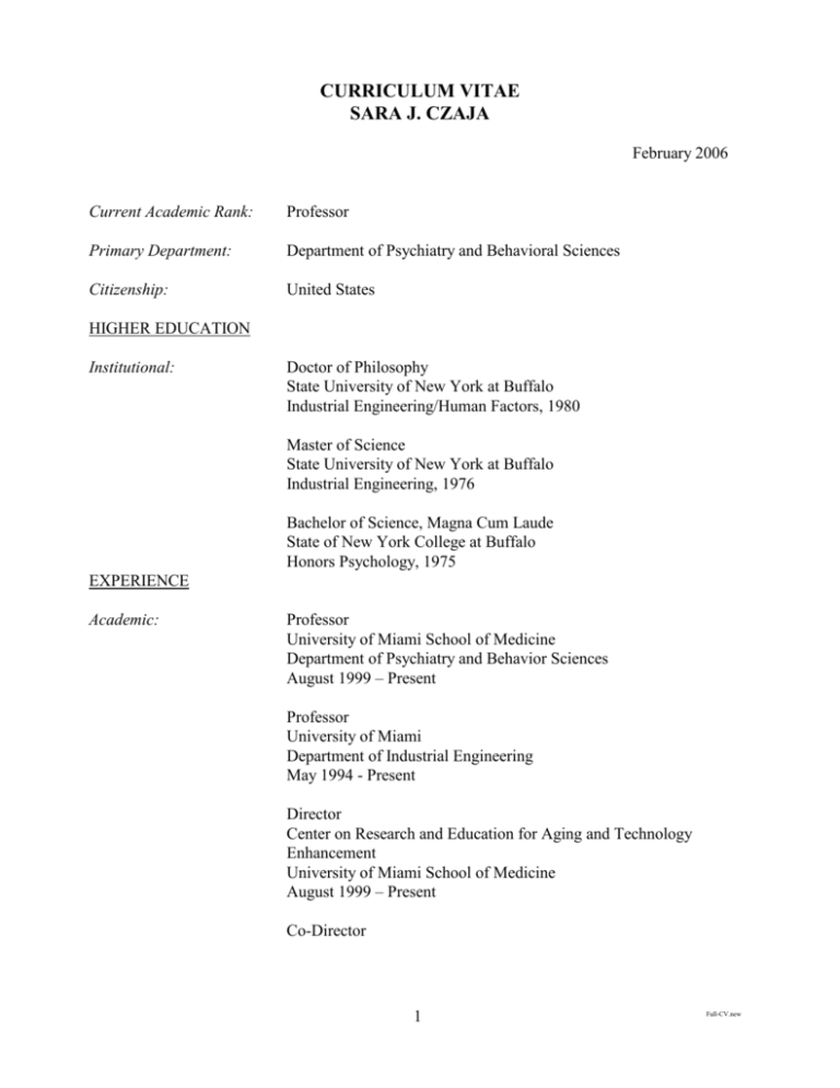 university of miami resume