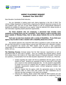 AGENCY PLACEMENT REQUEST Academic Year 2016
