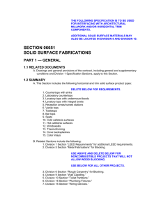 Horizontal Solid Surface Specification Template