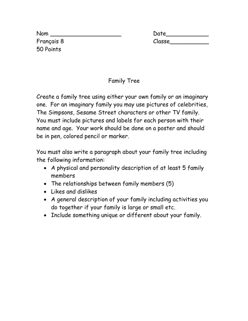 family tree description essay