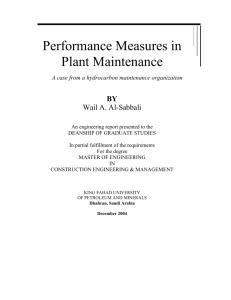 Performance Measures in Plant Maintenance