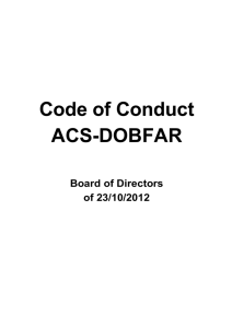 Code of Conduct ACS-DOBFAR Board of Directors of 23/10/2012