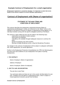 Example Contract of Employment for a small organisation