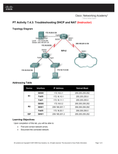 PT Activity 7.4.3: Troubleshooting DHCP and NAT (Instructor)