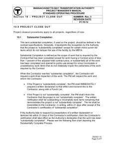 Section 10 - PROJECT CLOSE OUT