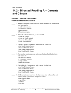 14.2 Directed Reading A - Currents and Climate