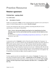 Practice Resource: Retainer agreement - criminal law