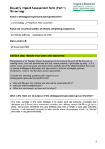 Equality impact Assessment form (Part 1) Screening