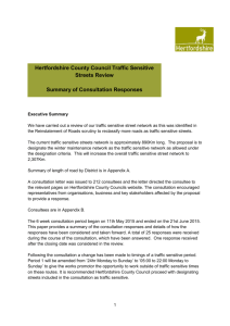 Traffic Sensitive Street Consultation Summary