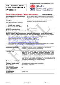 Renal: Haemodialysis Patient Assessment Document