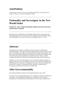 Nationality and Sovereignty in the New World Order