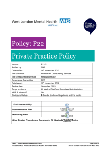 P22 - Private Practice policy - West London Mental Health Trust