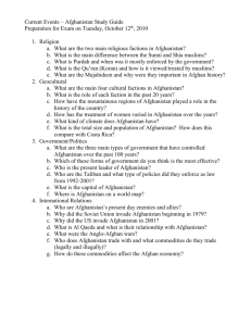 Current Events – Afghanistan Study Guide - LaPazColegio2010-2011
