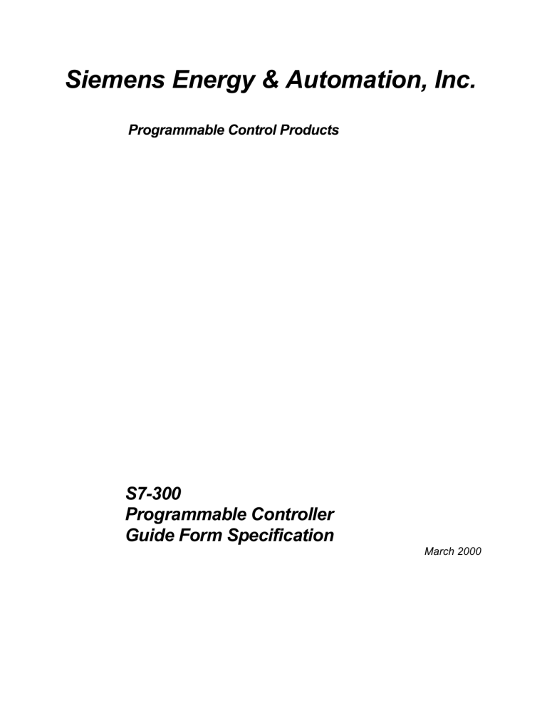 Series 90-30 PLC Guide Form Specification