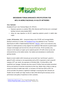 BROADBAND FORUM ANNOUNCES SPECIFICATIONS FOR MPLS IN MOBILE