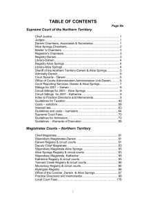 table of contents - Northern Territory Government