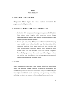 c. bahasa inggris untuk tujuan instruksional