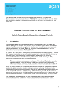 Universal Communications in a Broadband World