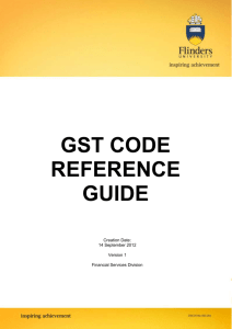 GST Code Reference Guide 2012