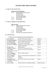 mandatory disclosures - Smt. S. H. Mansukhani Institute of Technology