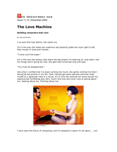 Issue 11.12 | December 2003 The Love Machine Building