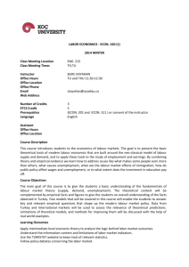 LABOR ECONOMICS - ECON. 320 (1) 2014 WINTER Class Meeting