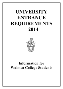 UNIVERSITY ENTRANCE REQUIREMENTS 2014 Information for