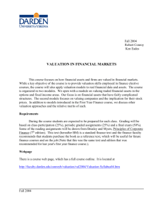 12. Thursday, October 7, 2004 Equity Residual Approach to Valuation