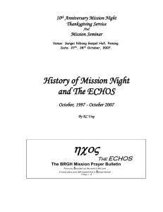 History of Mission Night and The ECHOS - Berita-Bethel